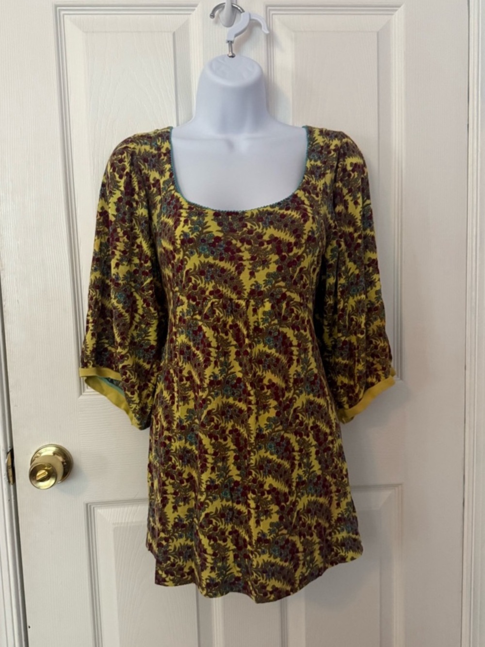 Free People Floral Tie Waist Peasant Multicolor Top